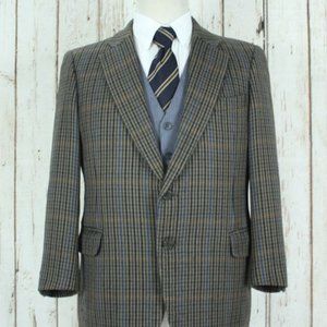 Brown plaid work business casual suit with short s
